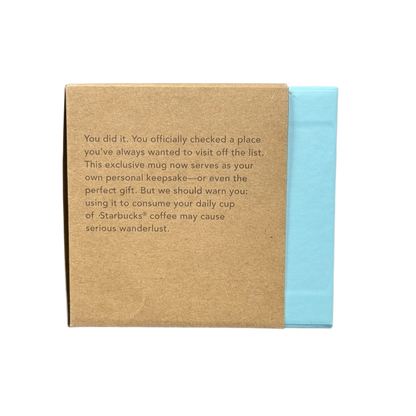 Starbucks Been There Series Rhode Island mug packaging with a message about the mug being a personal keepsake or gift