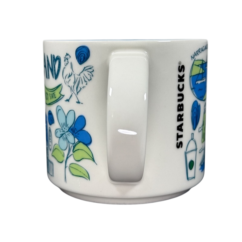 Starbucks Been There Series Rhode Island mug with state-themed illustrations and floral design