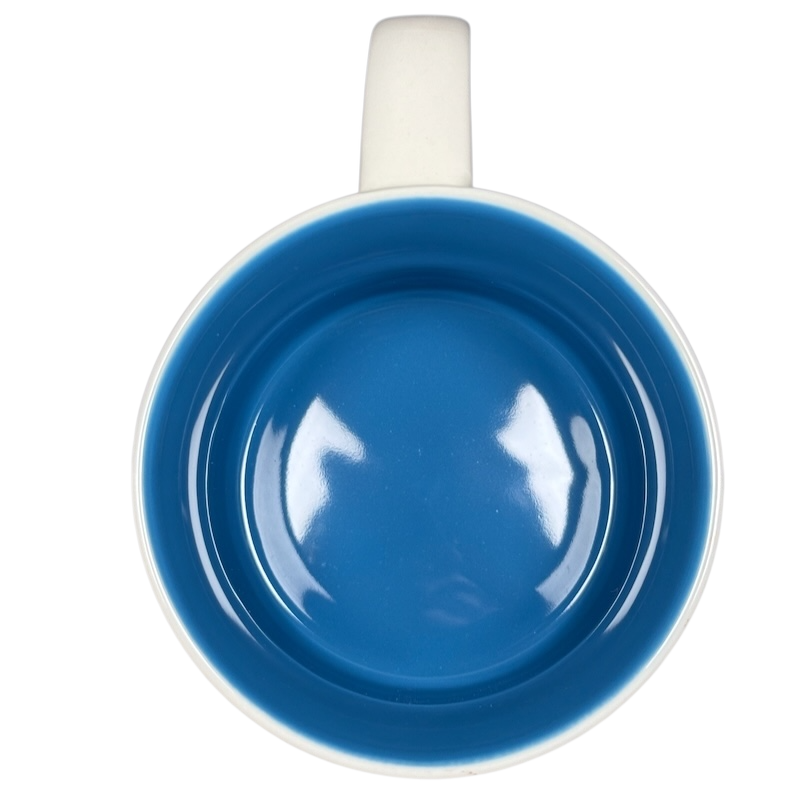 Top view of Starbucks Been There Series Rhode Island mug with blue interior and white handle
