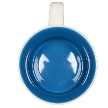 Top view of Starbucks Been There Series Rhode Island mug with blue interior and white handle