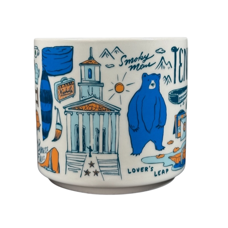 Starbucks Been There Tennessee mug featuring blue bear and Smoky Mountains illustrations