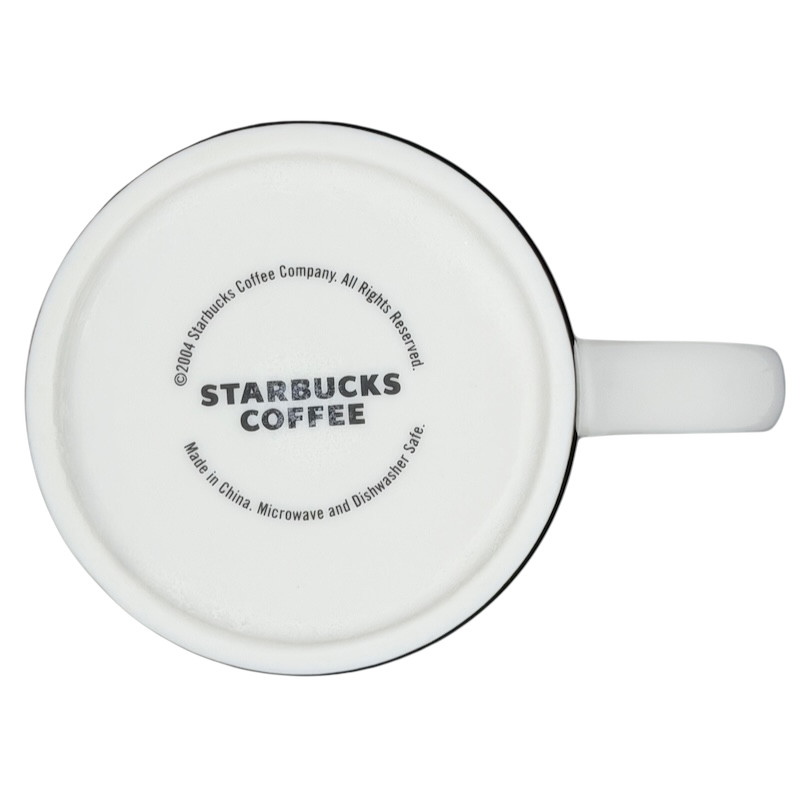 Bottom view of Blue Polka Dots Stripes Mug Starbucks featuring a classic white design