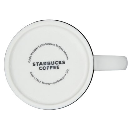 Bottom view of Blue Polka Dots Stripes Mug Starbucks featuring a classic white design