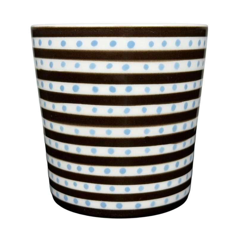 Starbucks Blue Polka Dots Stripes Mug featuring a fun design with alternating dots and stripes