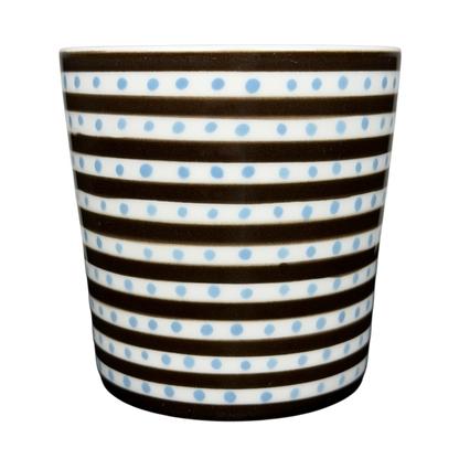 Starbucks Blue Polka Dots Stripes Mug featuring a fun design with alternating dots and stripes