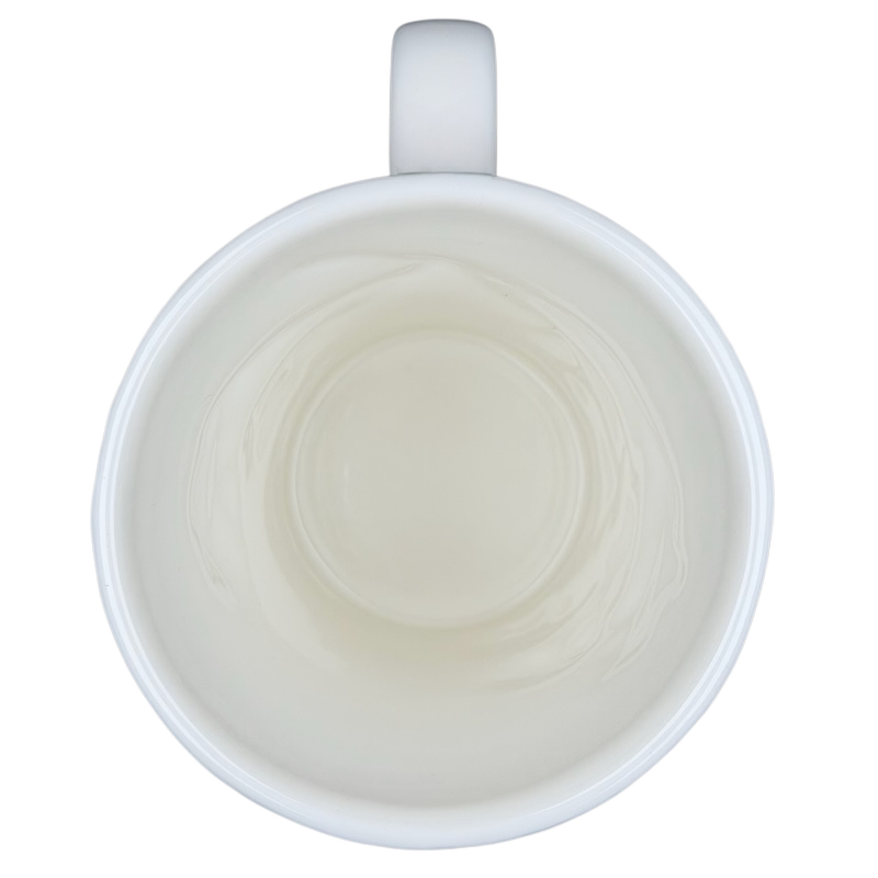 Inside view of a white Starbucks burlap leaves acorns mug with a smooth finish