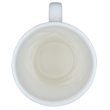 Inside view of a white Starbucks burlap leaves acorns mug with a smooth finish