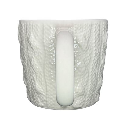 Starbucks cable knit mug with textured design and a smooth white finish