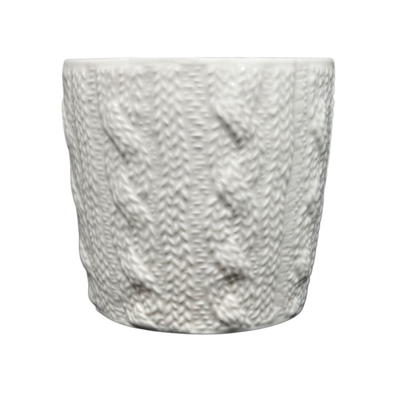 Starbucks cable knit mug in white with textured knit pattern for cozy beverages