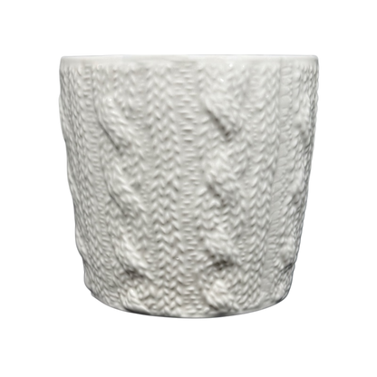 Starbucks cable knit mug in white with textured knit pattern for cozy beverages