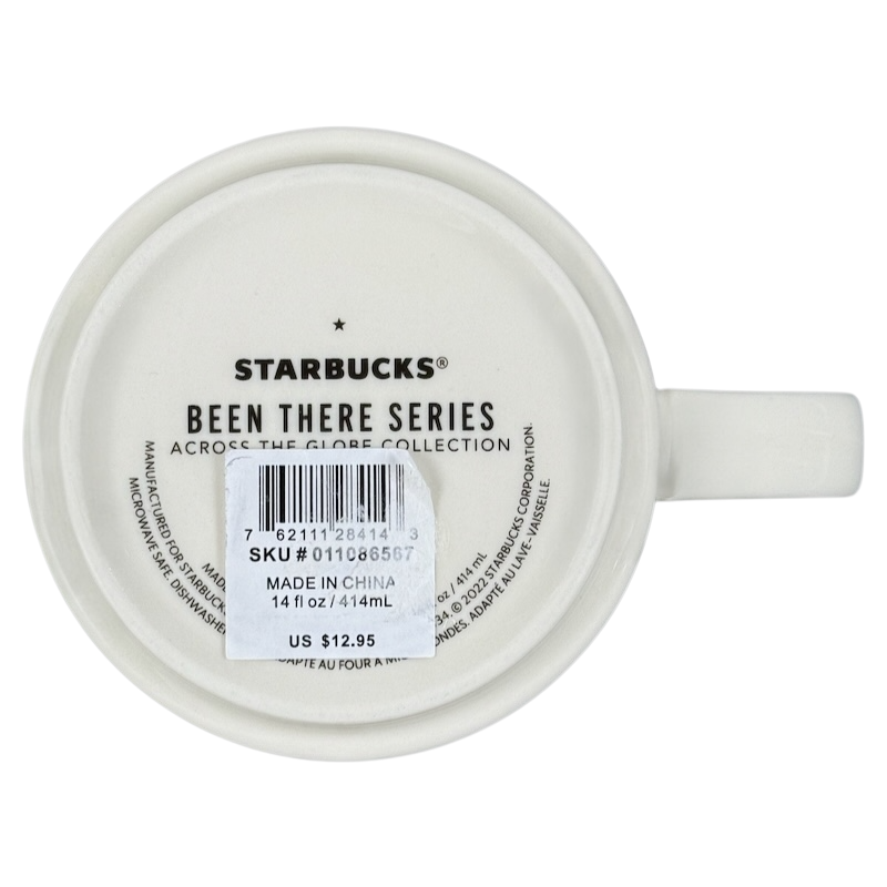 Starbucks Chicago Been There Series collectible mug with a white ceramic finish and vintage design