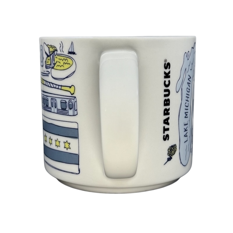 Starbucks Chicago Been There Series collectible mug featuring Chicago landmarks and symbols