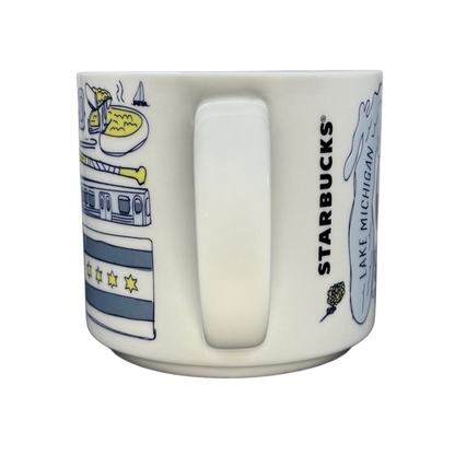 Starbucks Chicago Been There Series collectible mug featuring Chicago landmarks and symbols