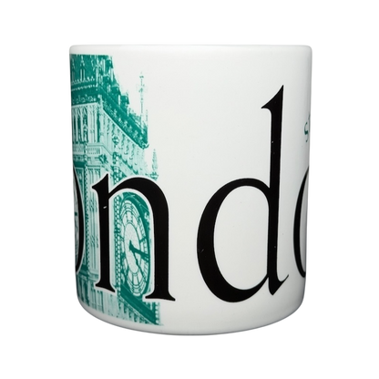 Starbucks City Mug Collector Series London featuring Big Ben design in green and white