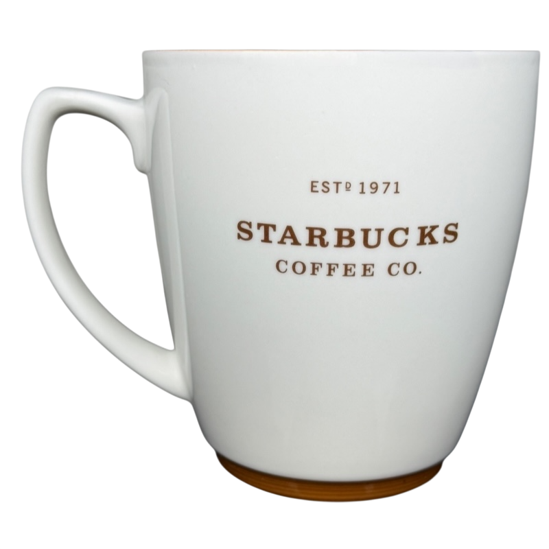 Starbucks Coffee ESTD 1971 Brown Abbey 2008 Mug with a classic white design and brown lettering