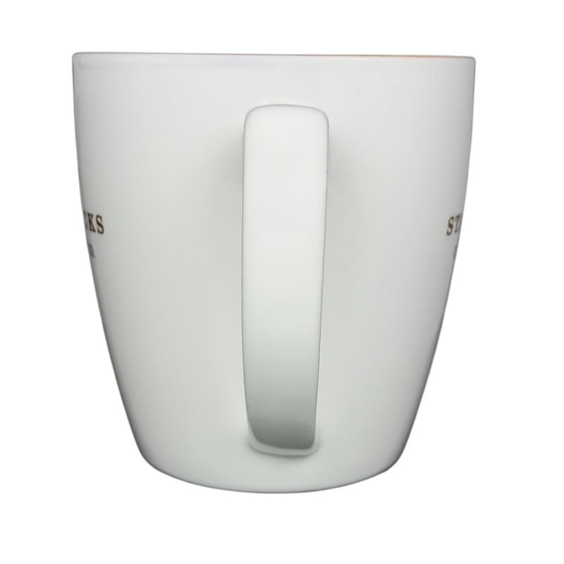 Starbucks Coffee ESTD 1971 Brown Abbey 2008 Mug with a simple white design and smooth handle