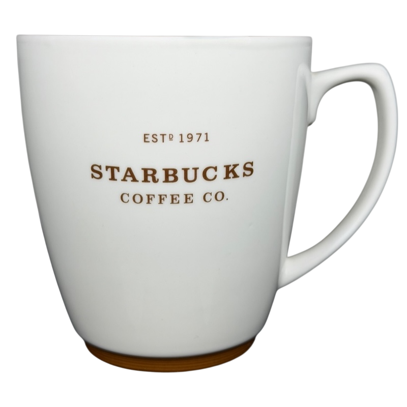 Starbucks Coffee ESTD 1971 Brown Abbey 2008 Mug in white porcelain with brown lettering