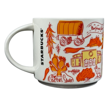 Collectible Starbucks mug New Mexico featuring orange southwestern illustrations and landmarks