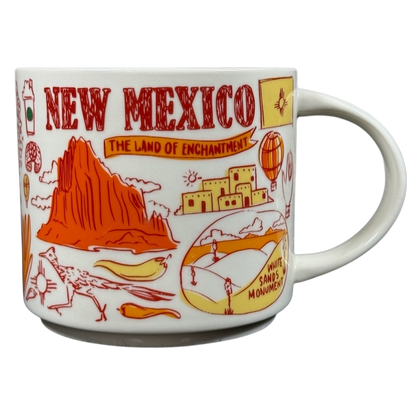 Collectible Starbucks mug New Mexico with colorful illustrations of landmarks and state symbols