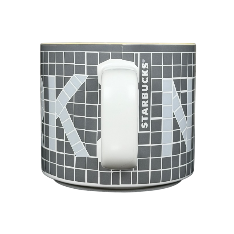 Collectible Starbucks subway tile mug featuring a modern design with gray tiles and bold lettering