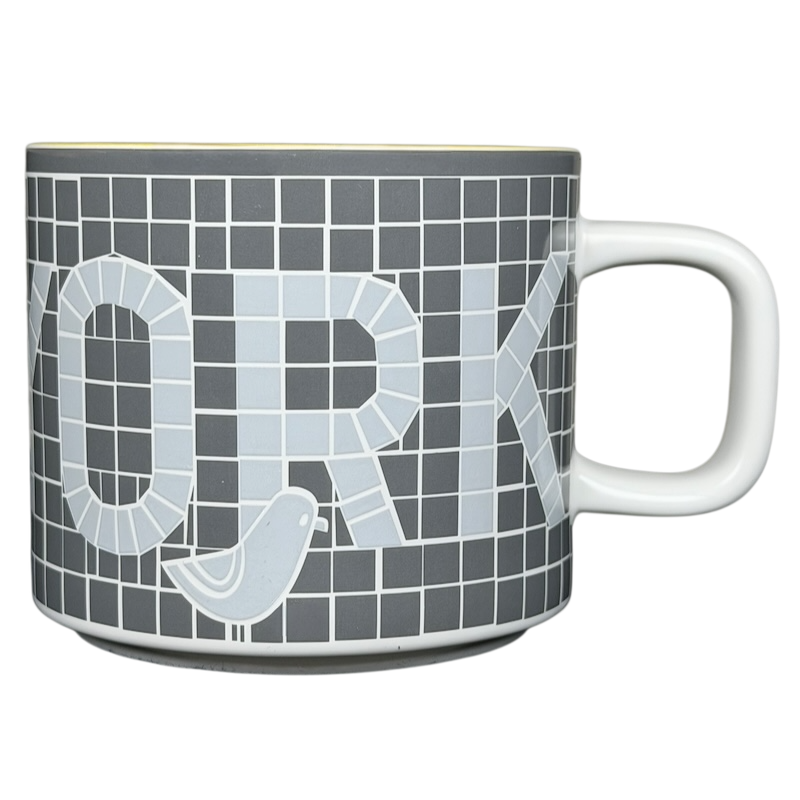 Collectible Starbucks subway tile mug featuring a stylish New York design with gray and white accents