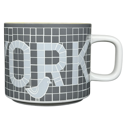 Collectible Starbucks subway tile mug featuring a stylish New York design with gray and white accents