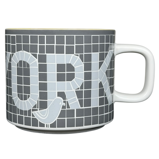 Collectible Starbucks subway tile mug featuring a stylish New York design with gray and white accents