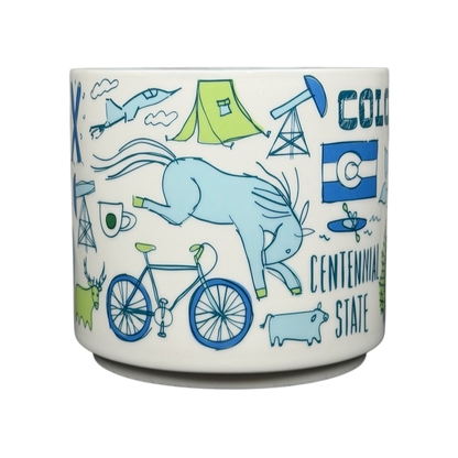 Starbucks Colorado Been There collectible mug featuring local icons and vibrant illustrations