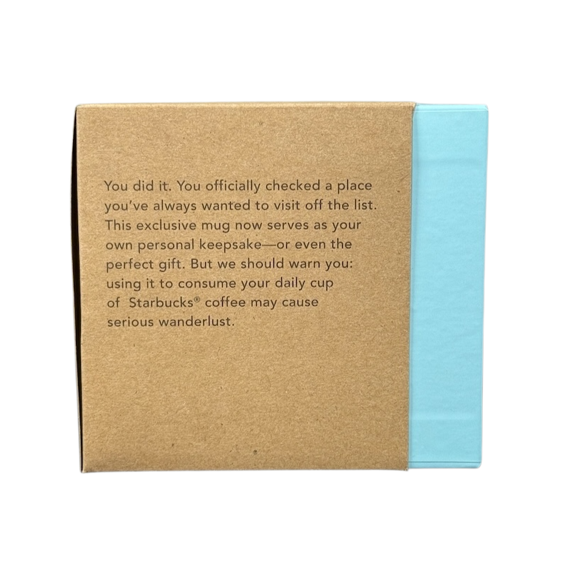 Starbucks Delaware Been There mug packaging with a message about the exclusive keepsake mug