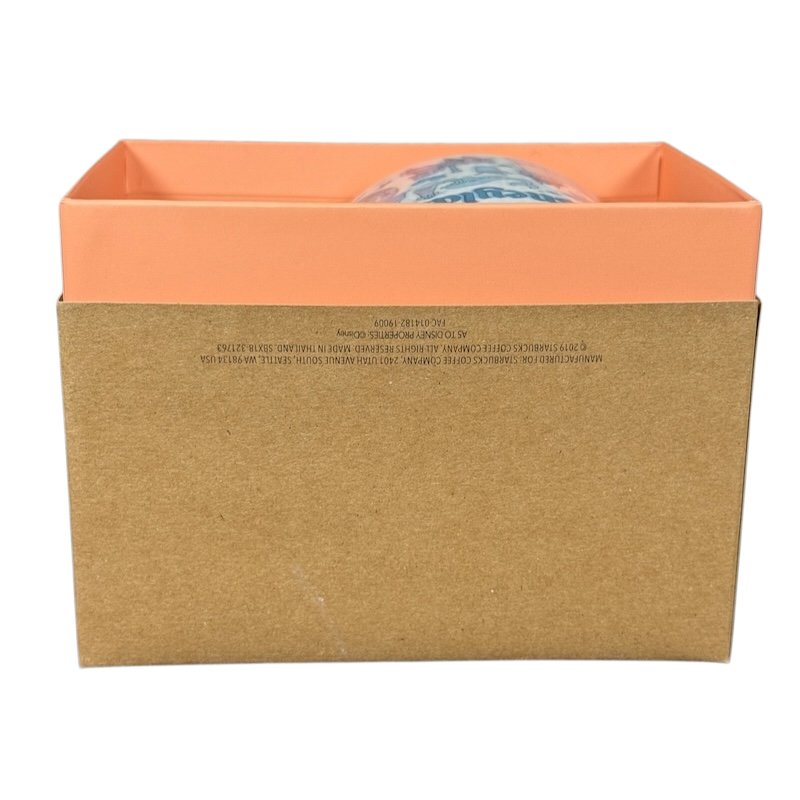 Starbucks Disneyland Starbucks Been There Series mug partially visible inside an orange and brown packaging box
