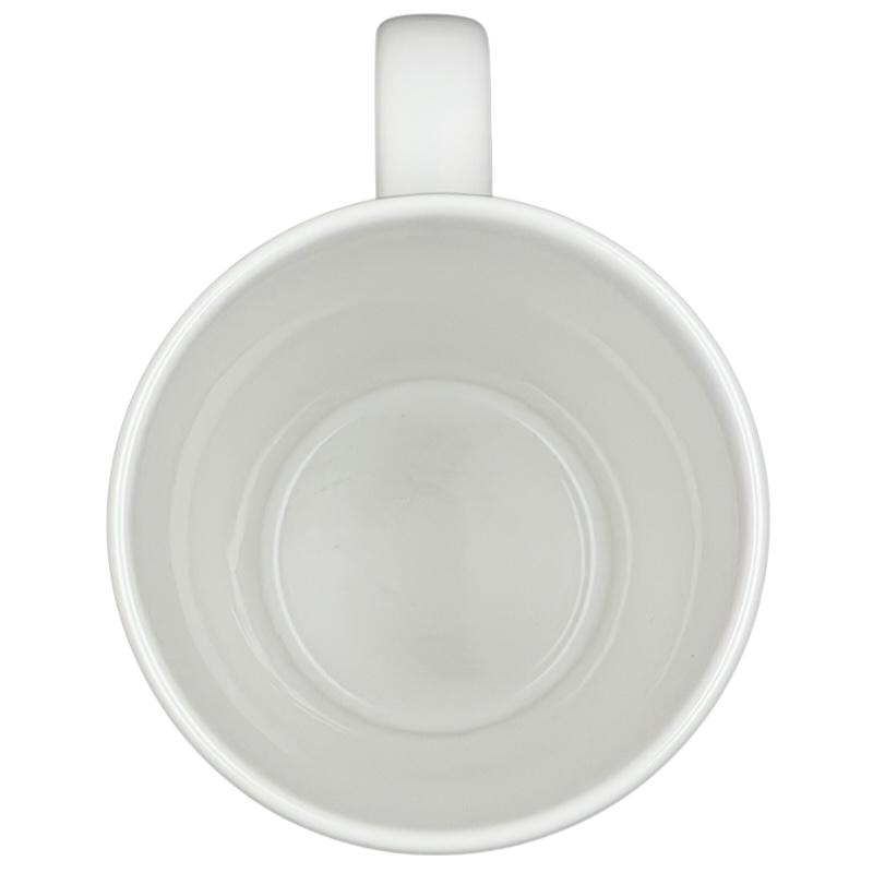 Inside view of a Starbucks dogs tennis ball collectible mug showcasing its smooth white ceramic design