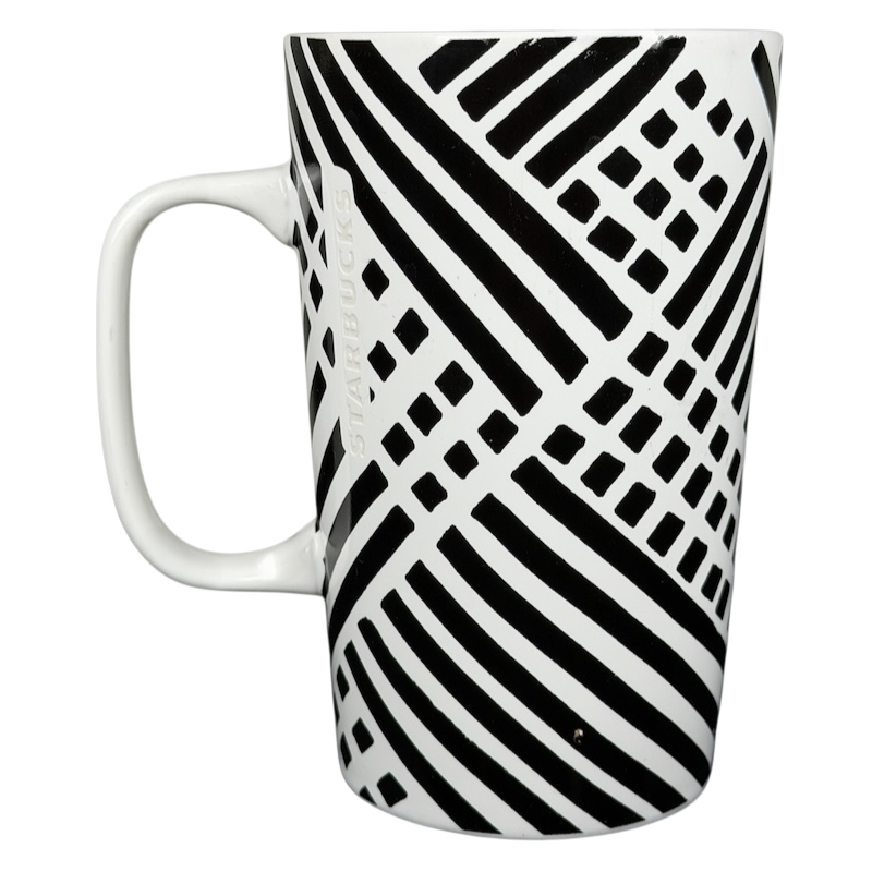 Dot collection collectible Starbucks zebra mug with bold black and white geometric design