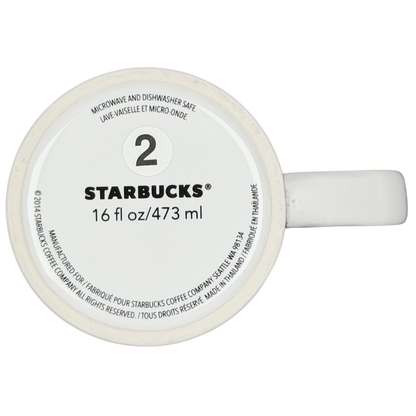 Bottom view of Dot collection collectible Starbucks zebra mug with capacity of 16 fl oz