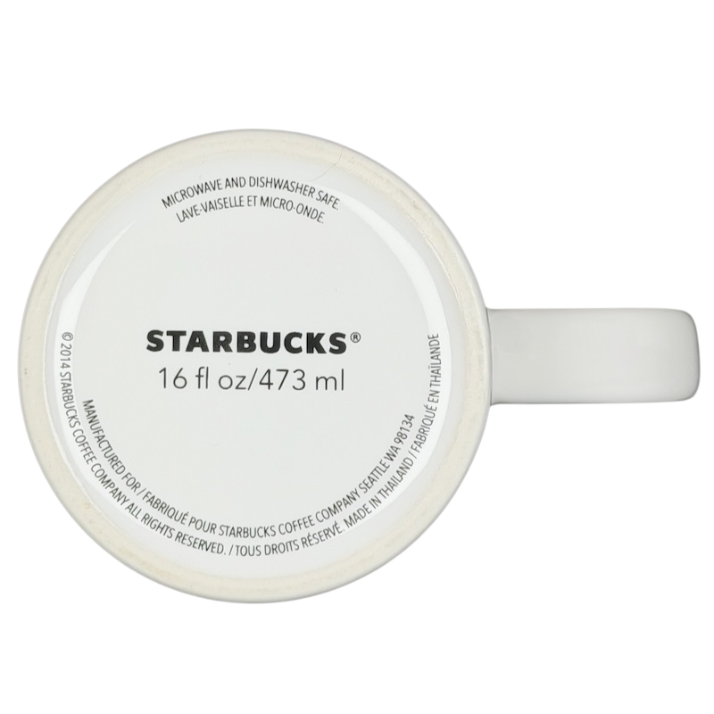 Starbucks Dot Collection Eyes mug in white with 16 fl oz capacity, perfect for coffee lovers