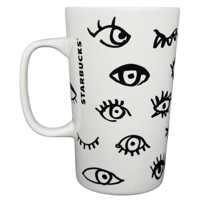 Starbucks Dot Collection Eyes mug featuring playful eye designs on a white ceramic surface