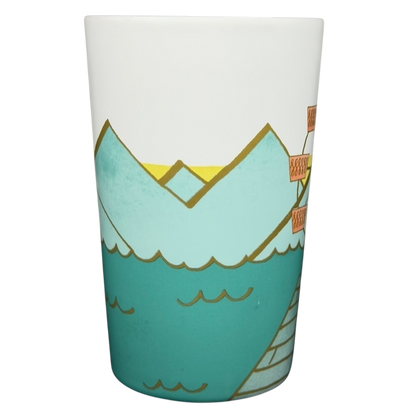 Starbucks Dot Collection Ferris Wheel mug featuring a whimsical ocean and mountain design