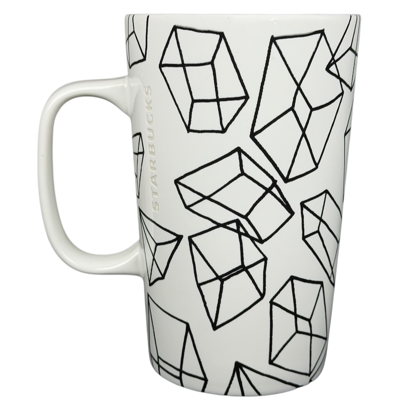 Starbucks Dot Collection geometric shapes mug 16oz featuring black line designs of geometric shapes