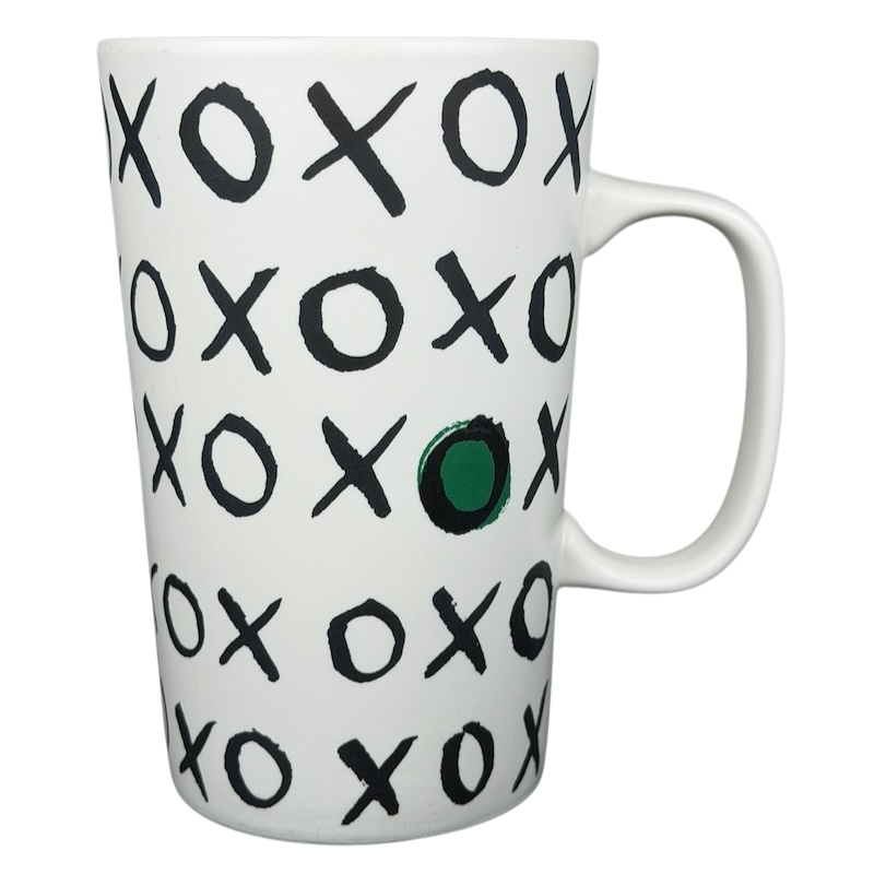 Dot collection Starbucks XOXO collectible mug with black and green XOXO pattern