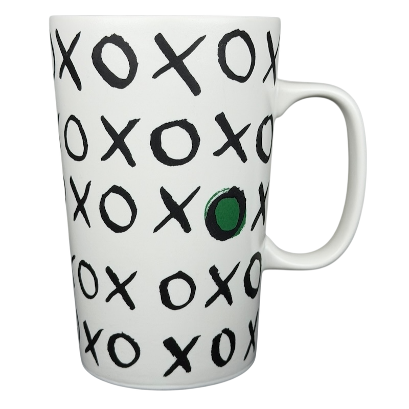 Dot collection Starbucks XOXO collectible mug featuring playful black and green designs