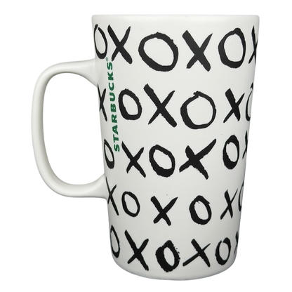 Dot collection Starbucks XOXO collectible mug featuring a stylish white design with bold X and O patterns