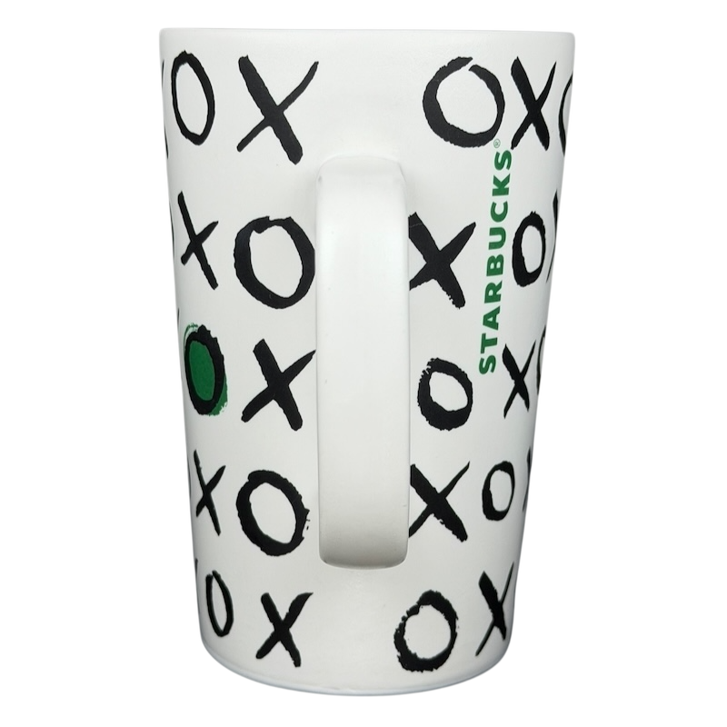 Dot collection Starbucks XOXO collectible mug featuring playful black and white design