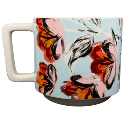Starbucks floral abstract mug featuring a vibrant floral design in pink and red tones