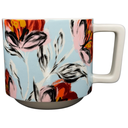Starbucks floral abstract mug featuring vibrant floral patterns on a light blue background