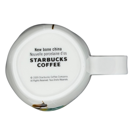 Bottom view of Starbucks Floral Watercolor Mug Starbucks showing brand details and new bone china material