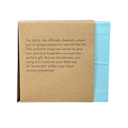 Starbucks Florida Been There mug packaging with message about using the mug for daily coffee