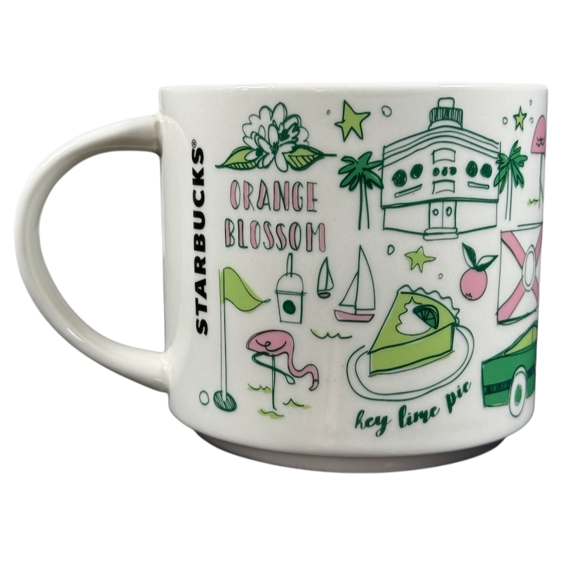 Starbucks Florida Been There mug with colorful Florida-themed illustrations and Starbucks logo