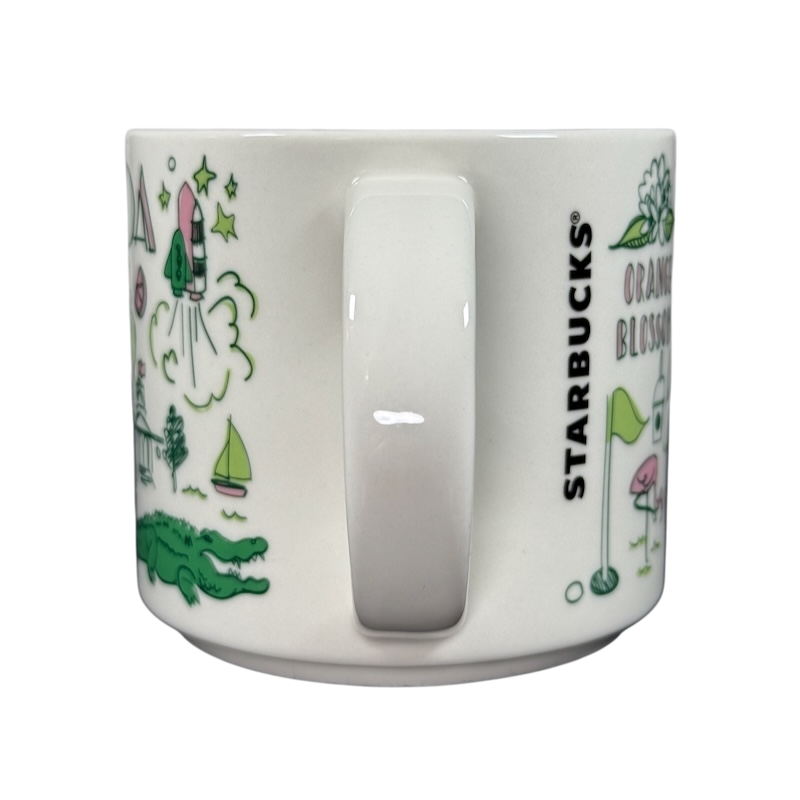 Starbucks Florida Been There mug with green alligator, flamingo, and space shuttle illustrations