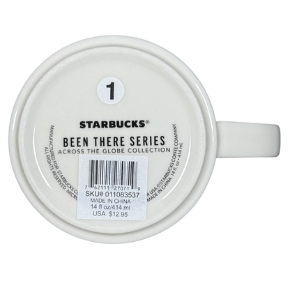 Bottom view of Starbucks Georgia Been There Series mug showing label and product details