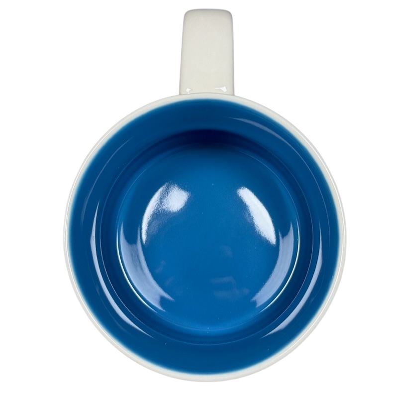 Top view of Starbucks Georgia Been There Series mug showing blue interior and white handle