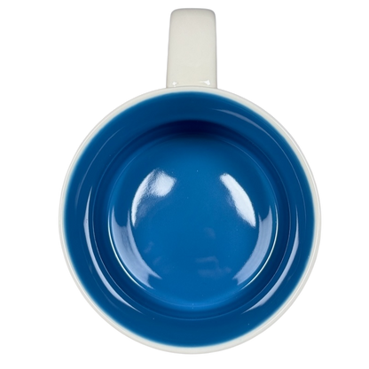 Top view of Starbucks Georgia Been There Series mug showing blue interior and white handle